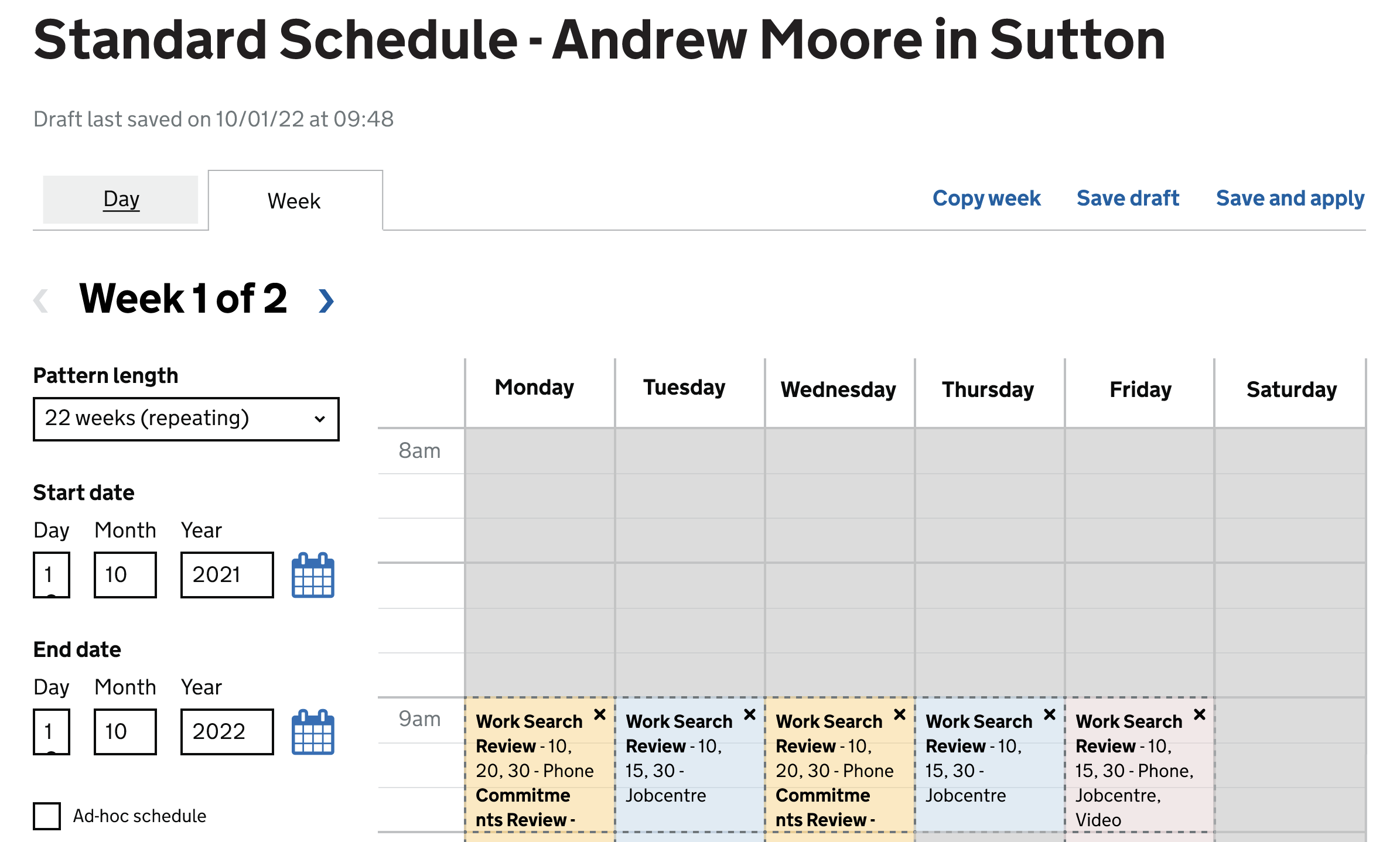 Diary manager prototype